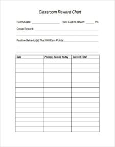 Class Room Reward Chart Template