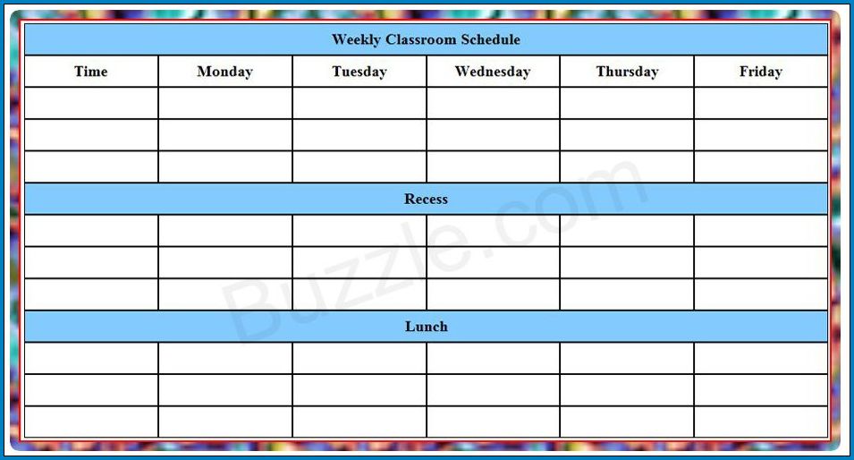 Class Timetable Template Sample