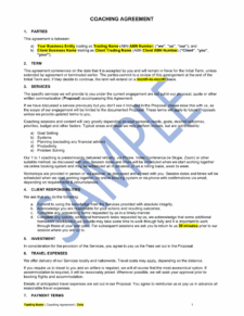 Coaching Contract Template