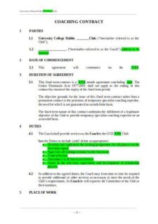 Coaching Contract Template
