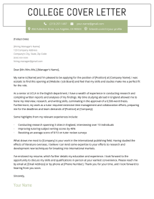√ College Student Cover Letter Template