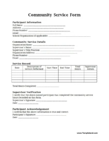 Community Service Form Template