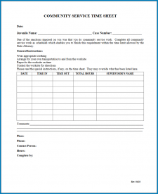 Free Printable Community Service Timesheet Template
