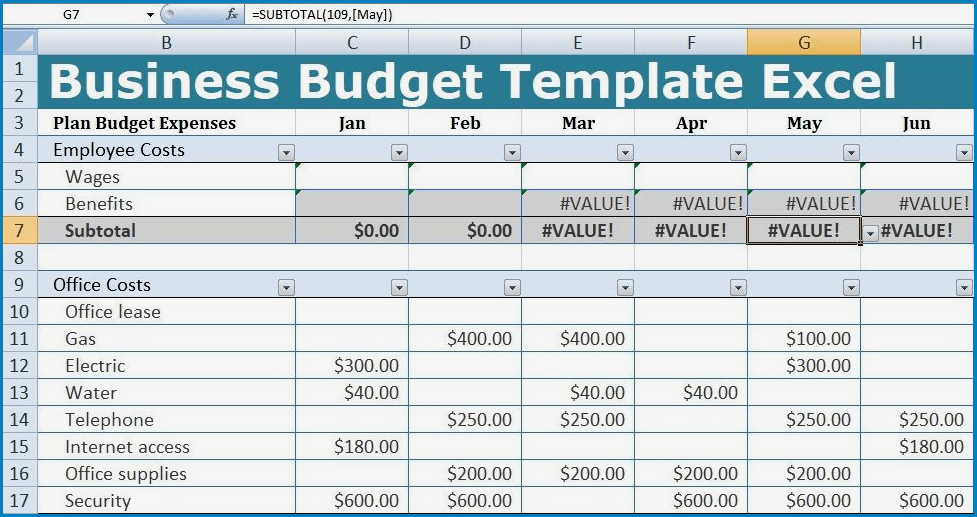 Company Budget Template Example