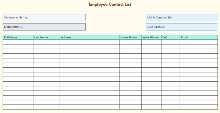 √ Company Phone Directory Template