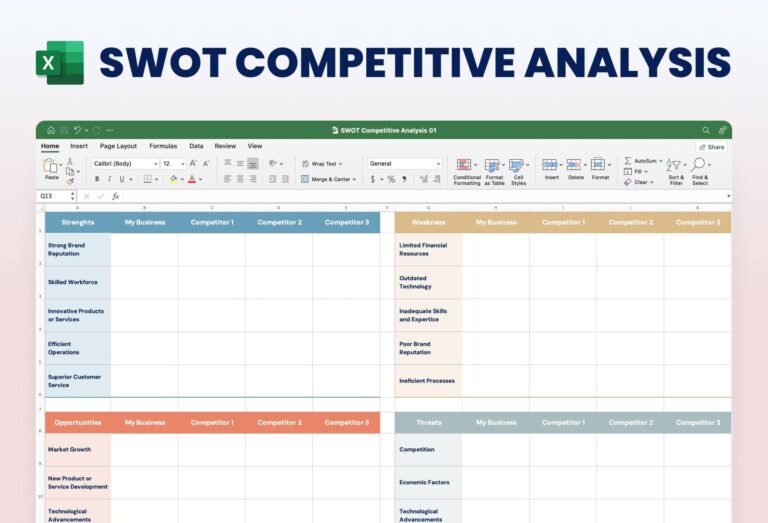 √ Competitor Analysis Template (Excel)