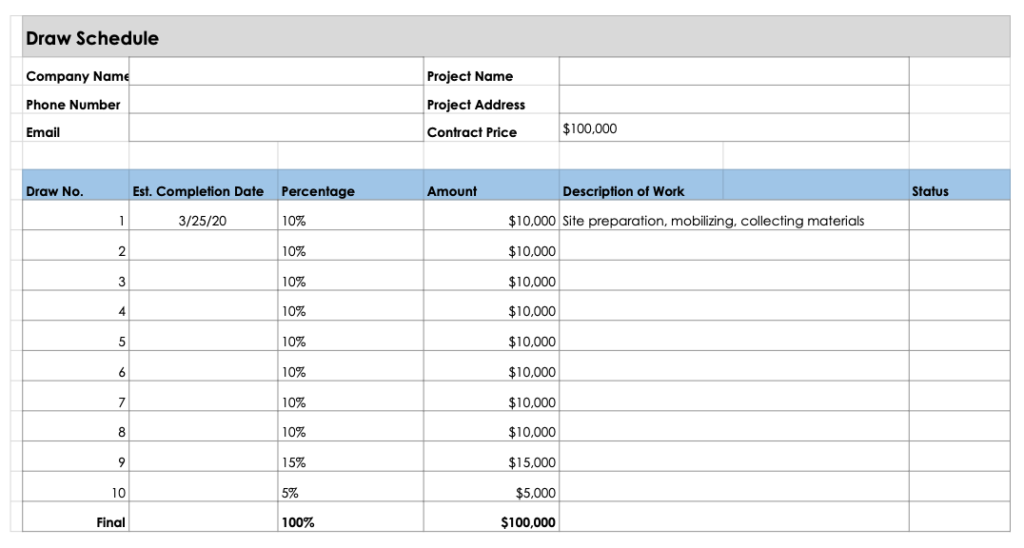 Construction Schedule Template