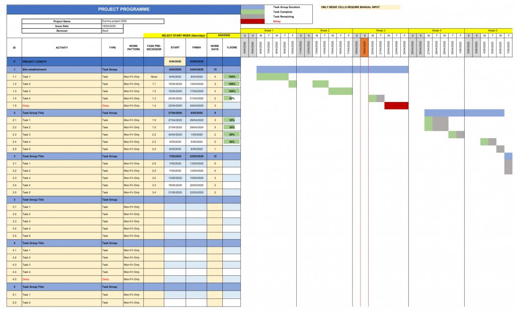 Construction Schedule Template