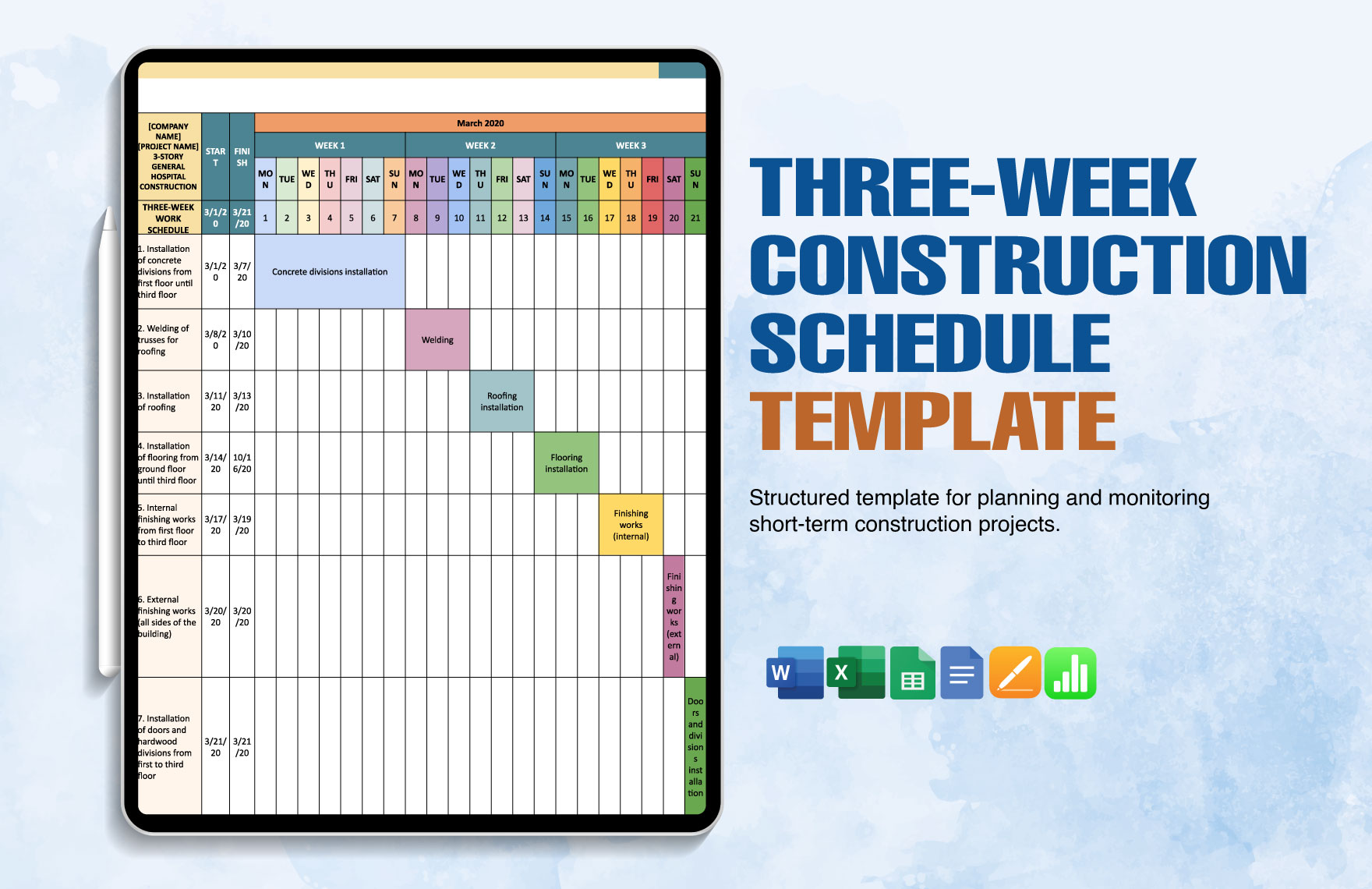 Construction Schedule Template