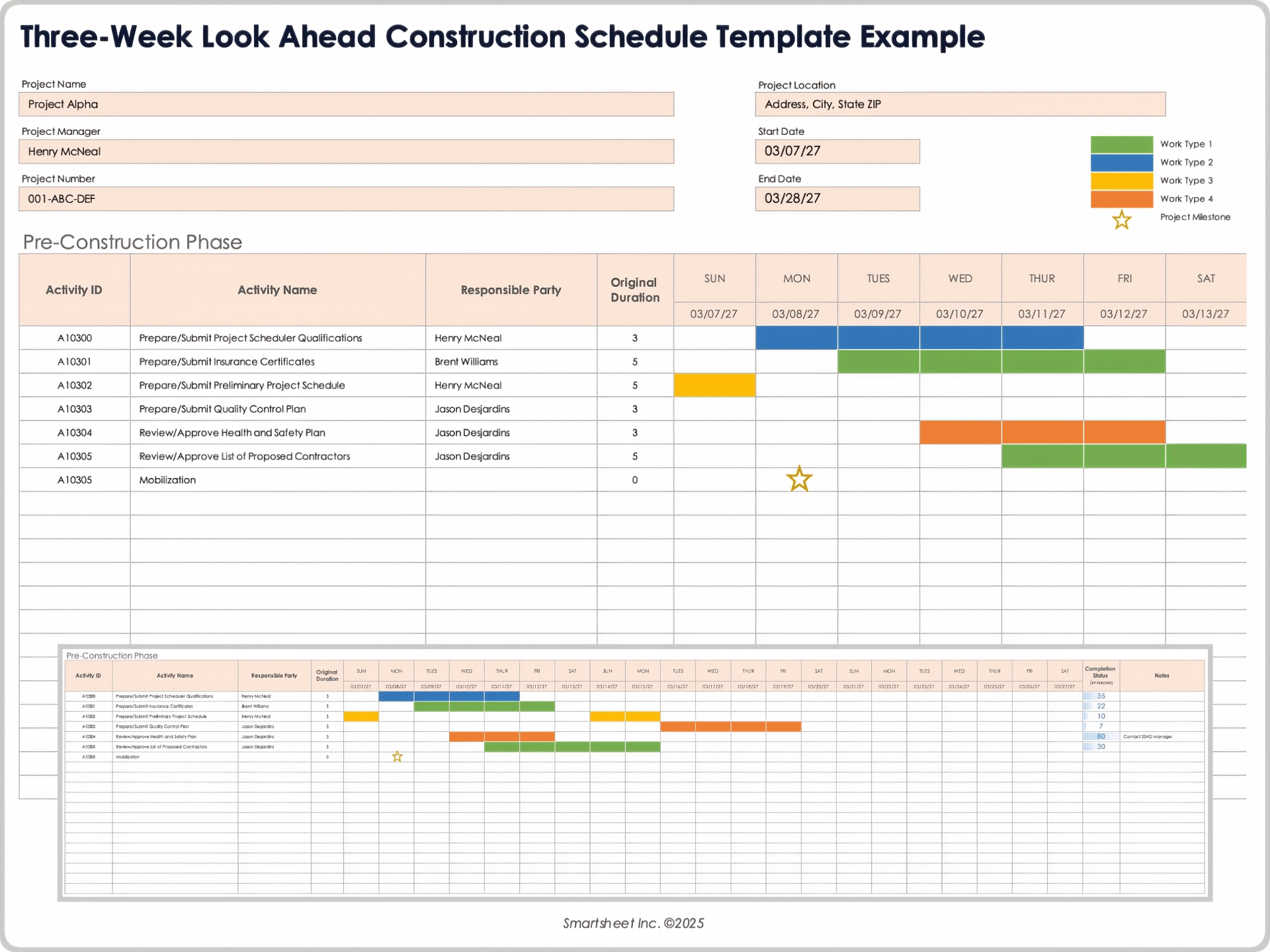Construction Schedule Template