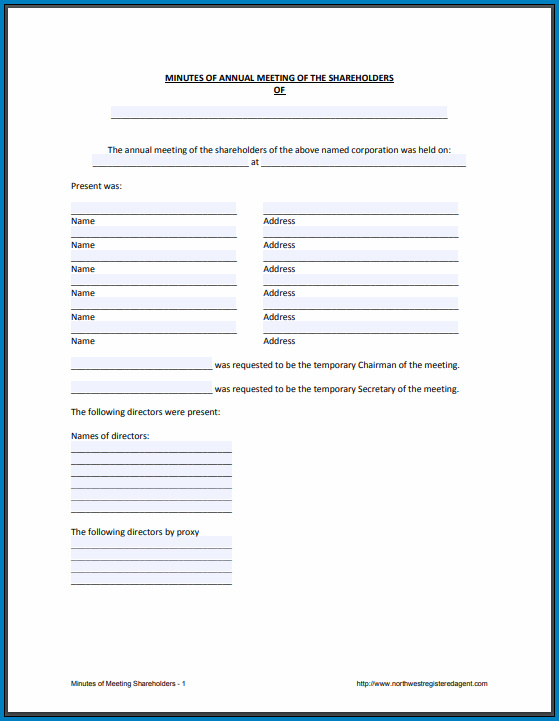 Corporate Meeting Minutes Template Sample