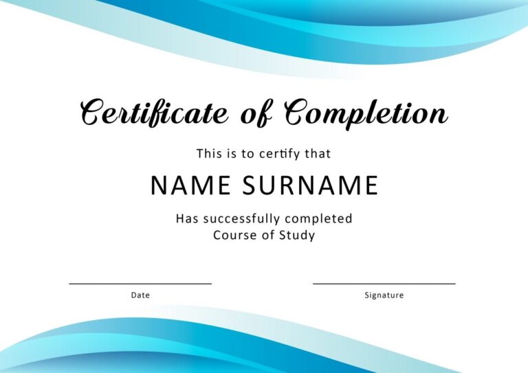 √ Course Completion Certificate Template
