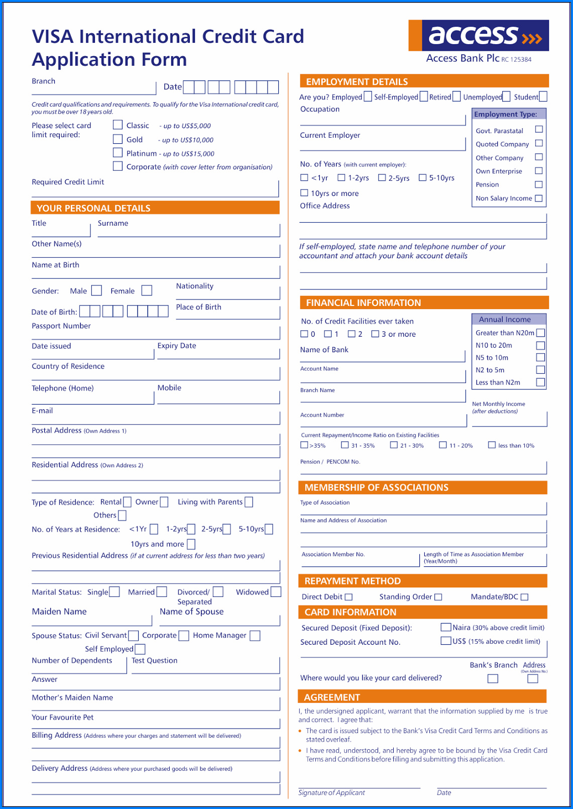  Free Printable Credit Card Application Form And How To Fill It 