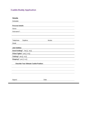 √ Cuddle Buddy Application Form