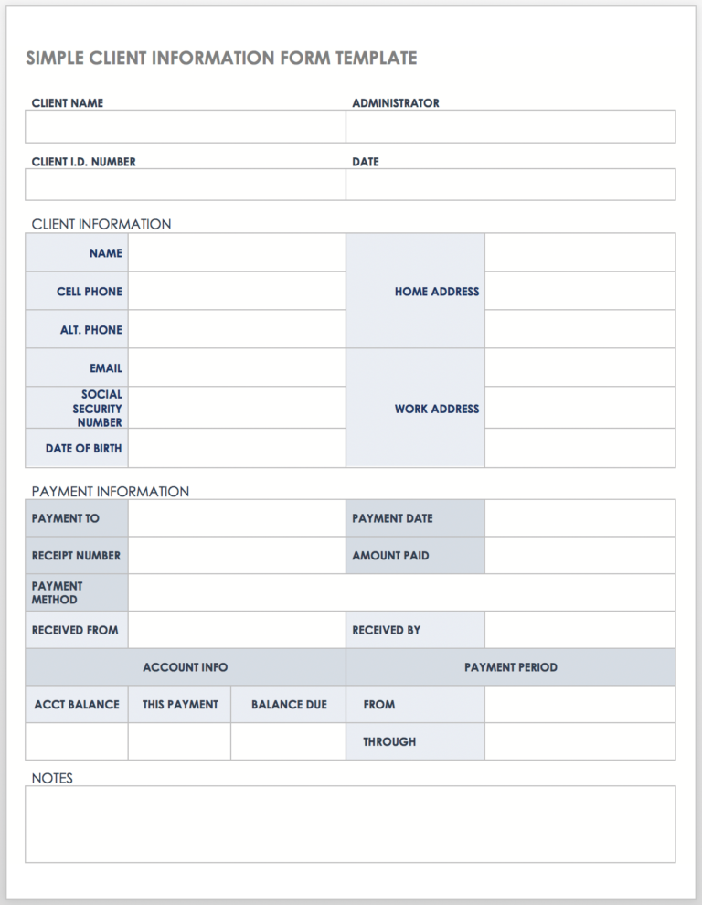 √ Printable Customer Information Sheet Template
