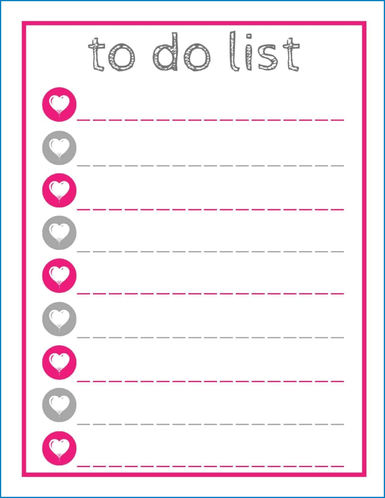 Cute To Do List Template Example