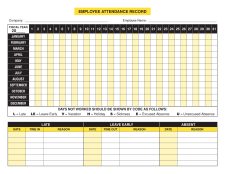 Daily Attendance Tracker for an Individual Employee Sample