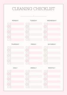 Daily Cleaning Schedule Template