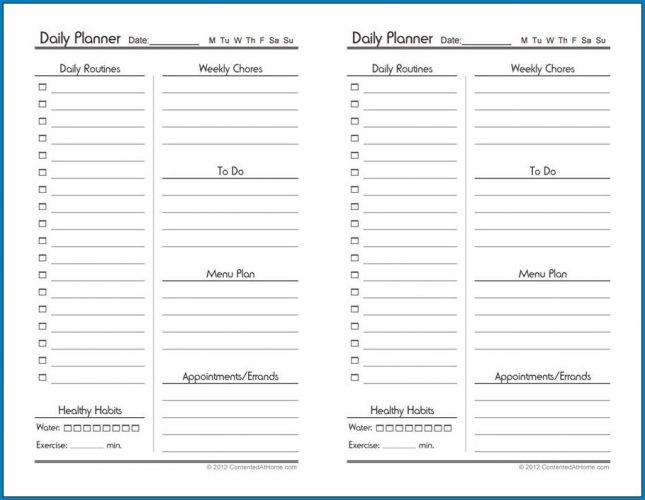 √ Free Printable Daily Planner Template