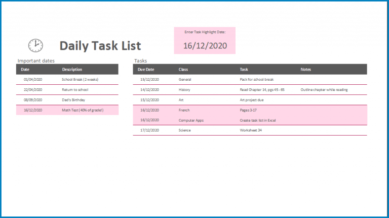 √ Daily Task List Template Excel | Templateral