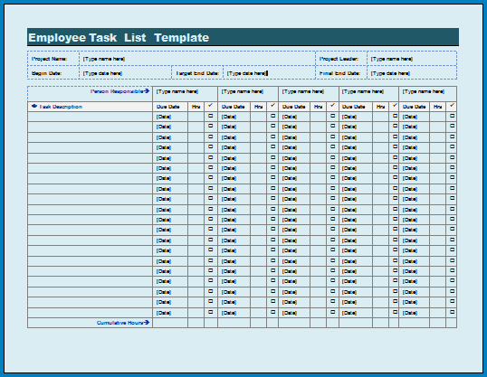 Employee Task List Template from www.templateral.com