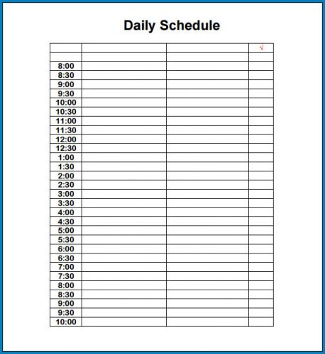 √ Free Printable Daily Timetable Template
