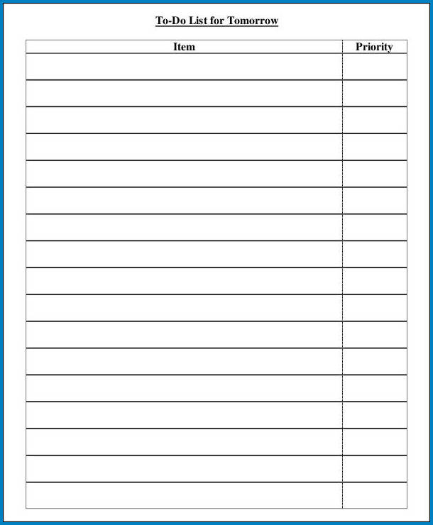 Daily To Do List Template Example