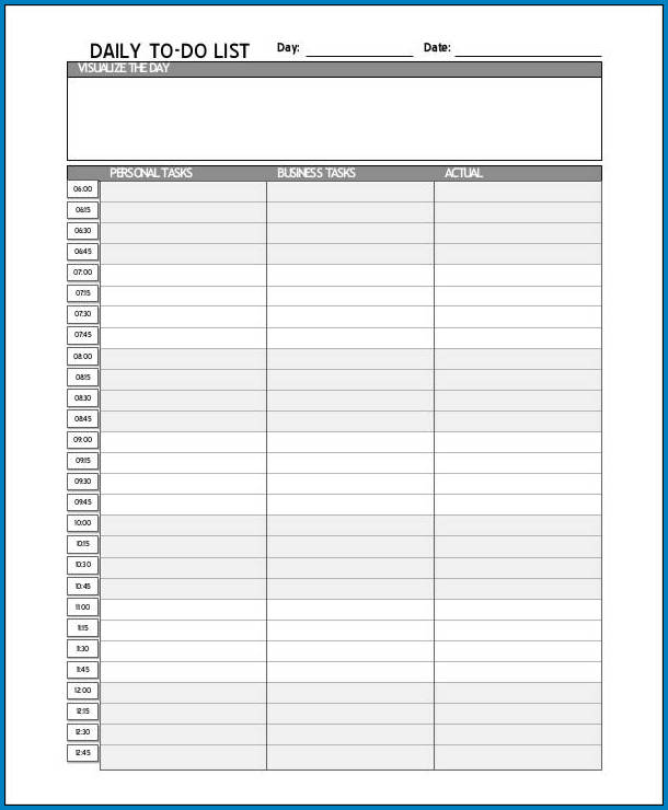 Daily To Do List Template Sample
