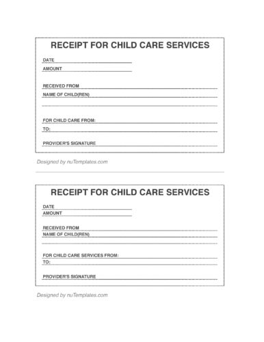√ Printable Daycare Receipt Template
