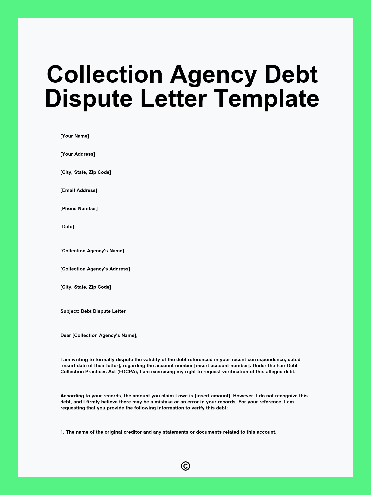 Debt Collection Letter Template