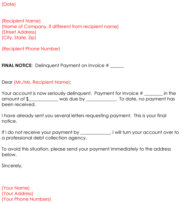 Debt Collection Letter Template