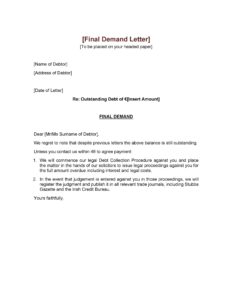Demand for Payment Letter Template