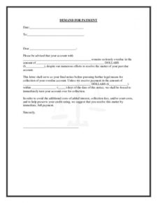 Demand for Payment Letter Template