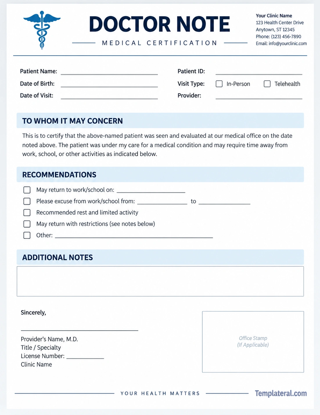 Doctor Note Template Doctor Note Template