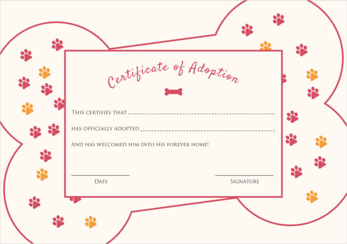 √ Printable Dog Adoption Certificate Template