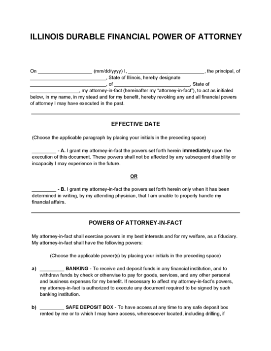 Durable Financial Power of Attorney Form