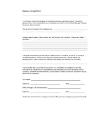 Employee Complaint Form Template