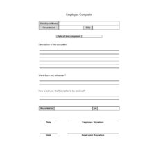 Employee Complaint Form Template
