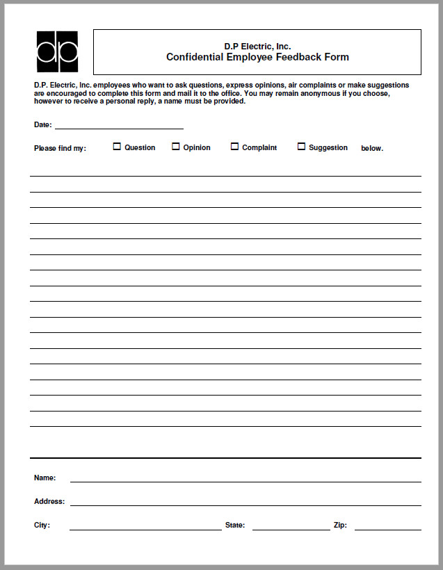 Free Printable Employee Feedback Form