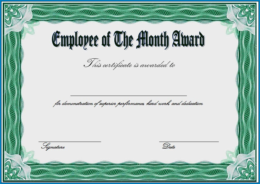 Employee Of The Month Certificate Template Example