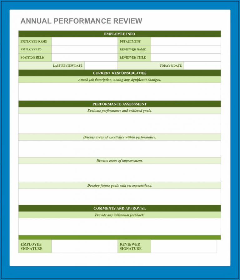 √ Free Printable Employee Performance Review Template