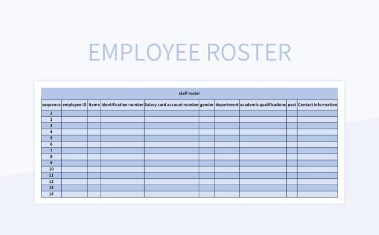 √ Employee Roster Template (Excel)
