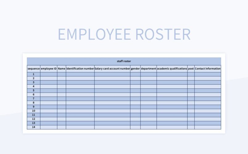 √ Employee Roster Template (Excel)
