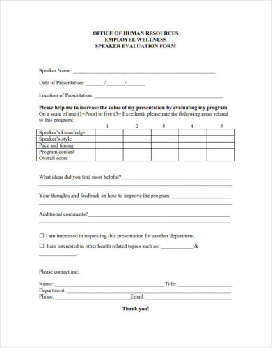 √ Free Printable Speaker Evaluation Form