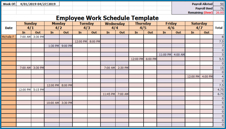 √ Free Printable Staff Schedule Template