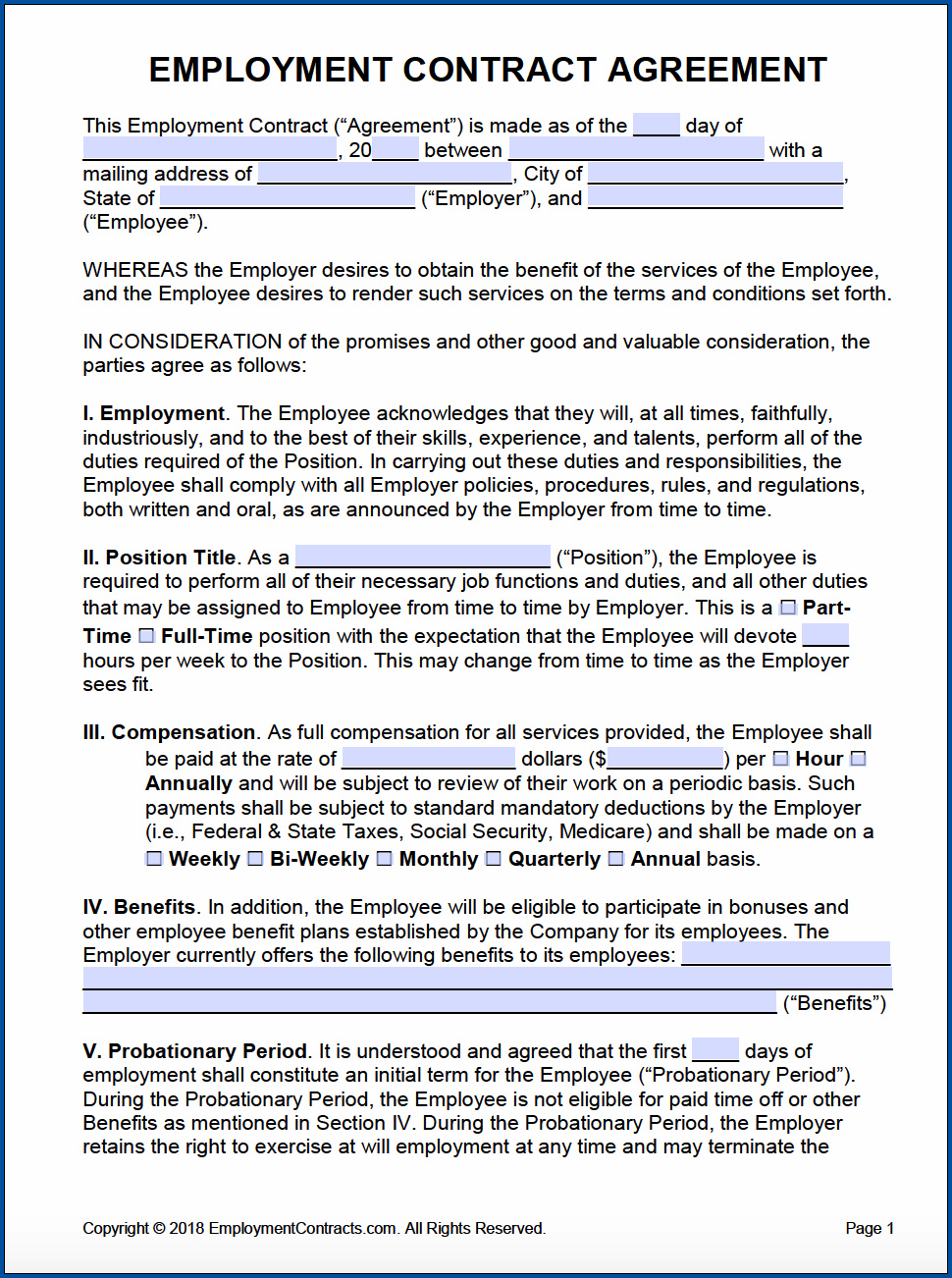 Employment Format : 18+ Employment Contract Templates - Pages, Google ...