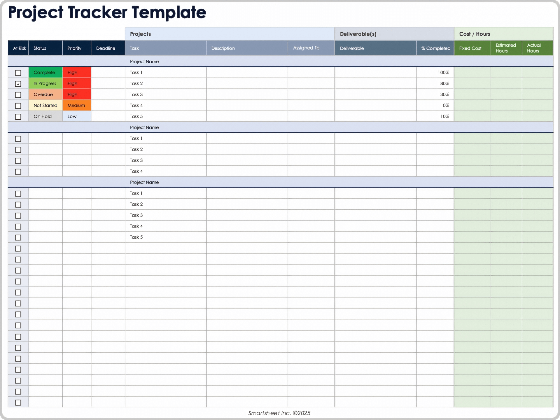 Example Project Tracking Template Example Project Tracking Template