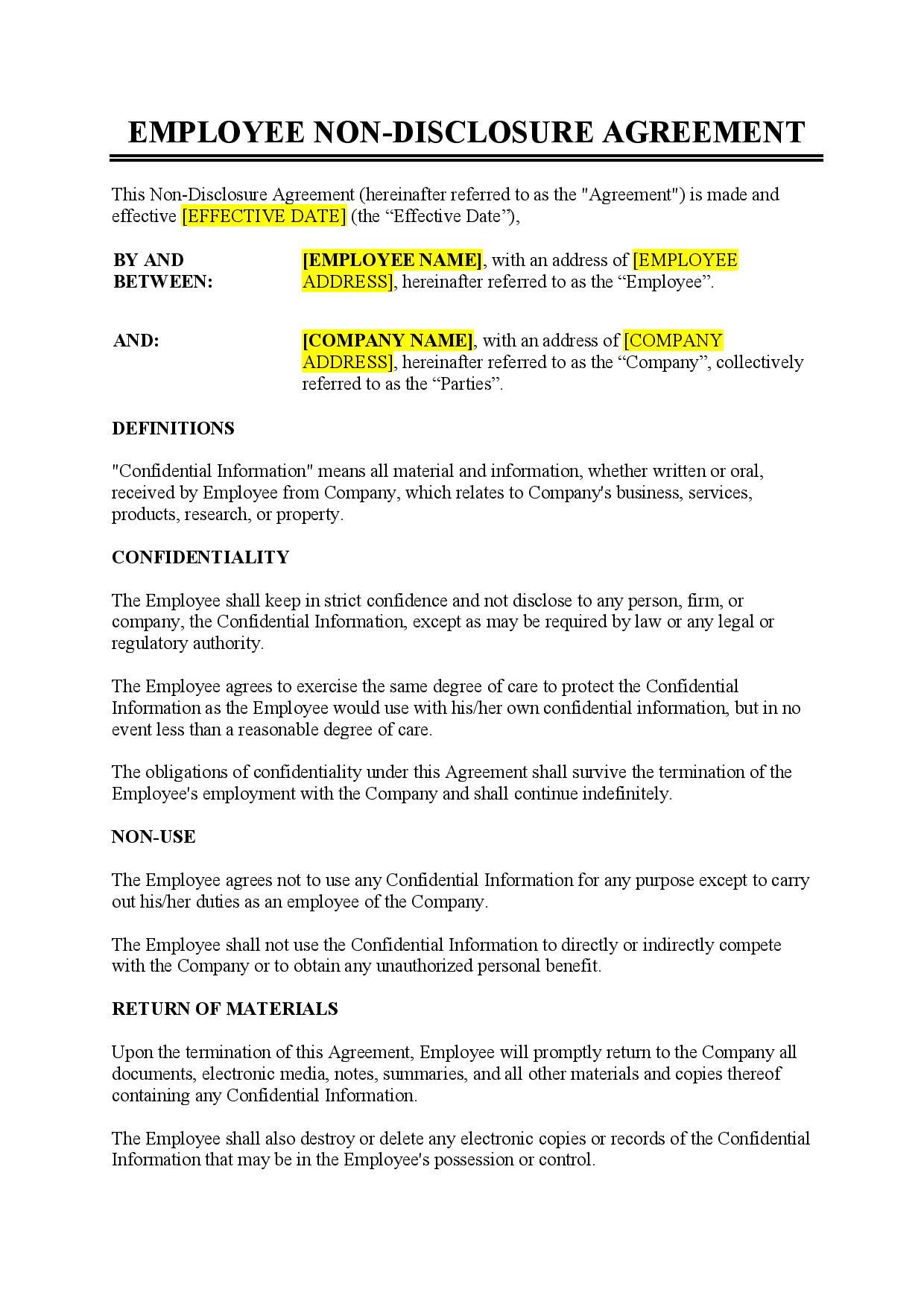 Example Staff Confidentiality Agreement Template Example Staff Confidentiality Agreement Template