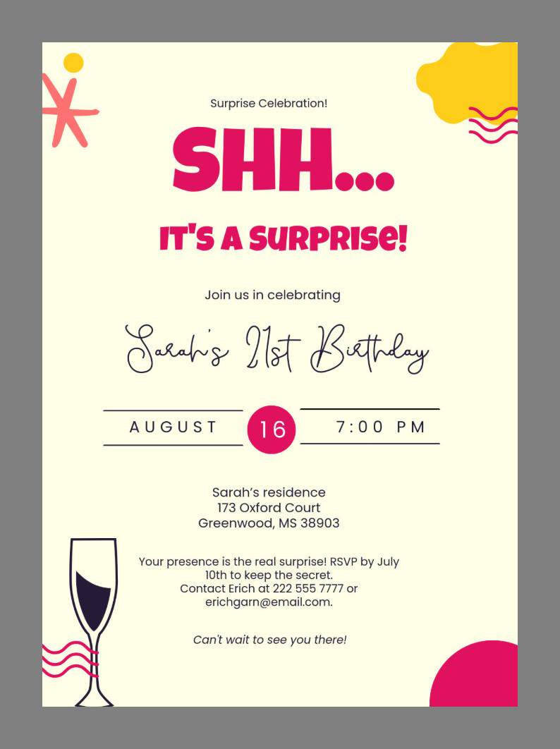 Example Surprise Party Invitation Template Example Surprise Party Invitation Template