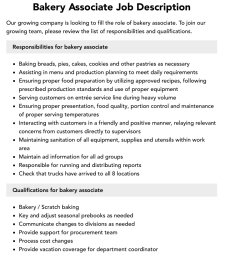 Example of Bakery Employee Responsibility Sheet Template